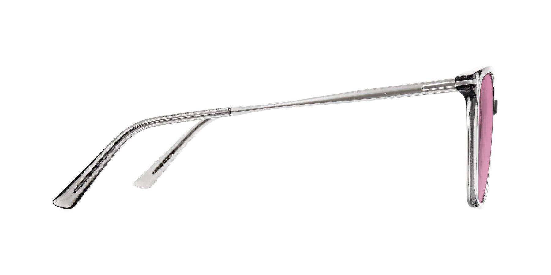 Side of Trusten in Transparent Gray with Medium Wine Tinted Lenses