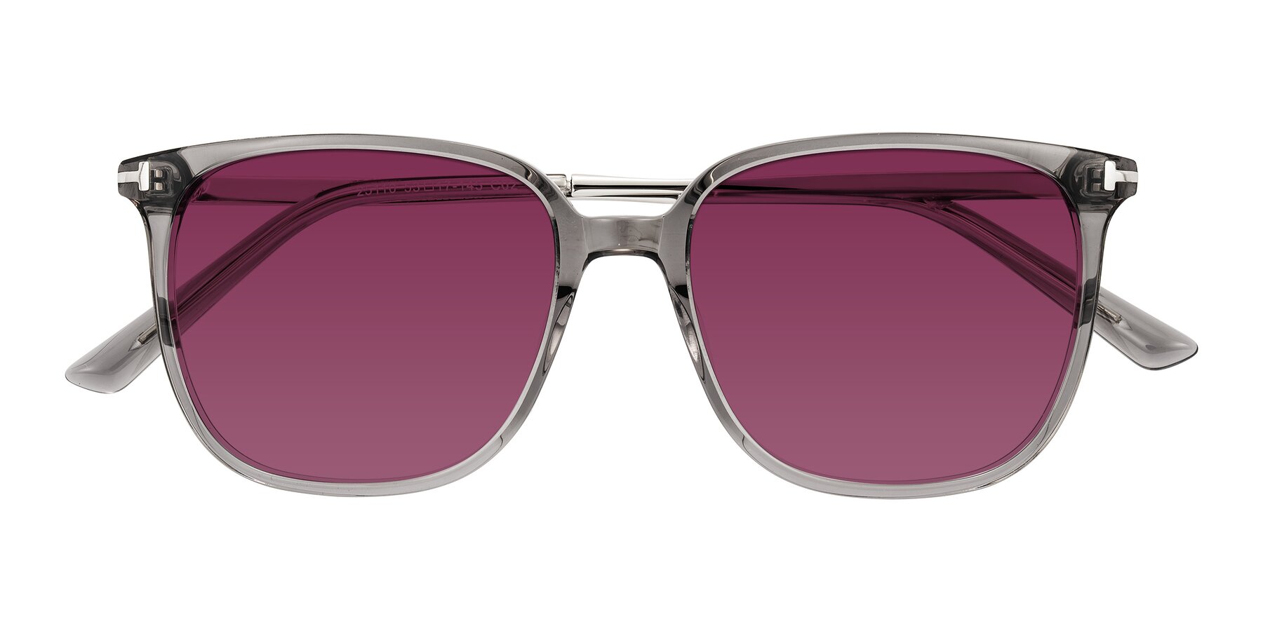 Folded Front of Trusten in Transparent Gray with Wine Tinted Lenses