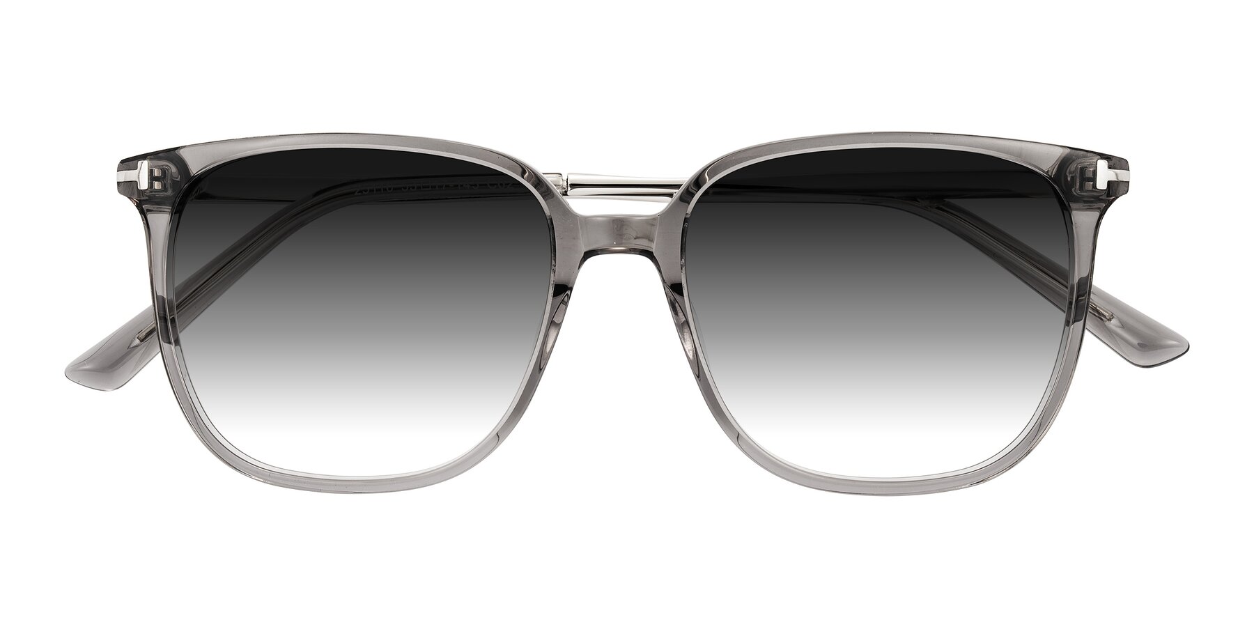 Folded Front of Trusten in Transparent Gray with Gray Gradient Lenses