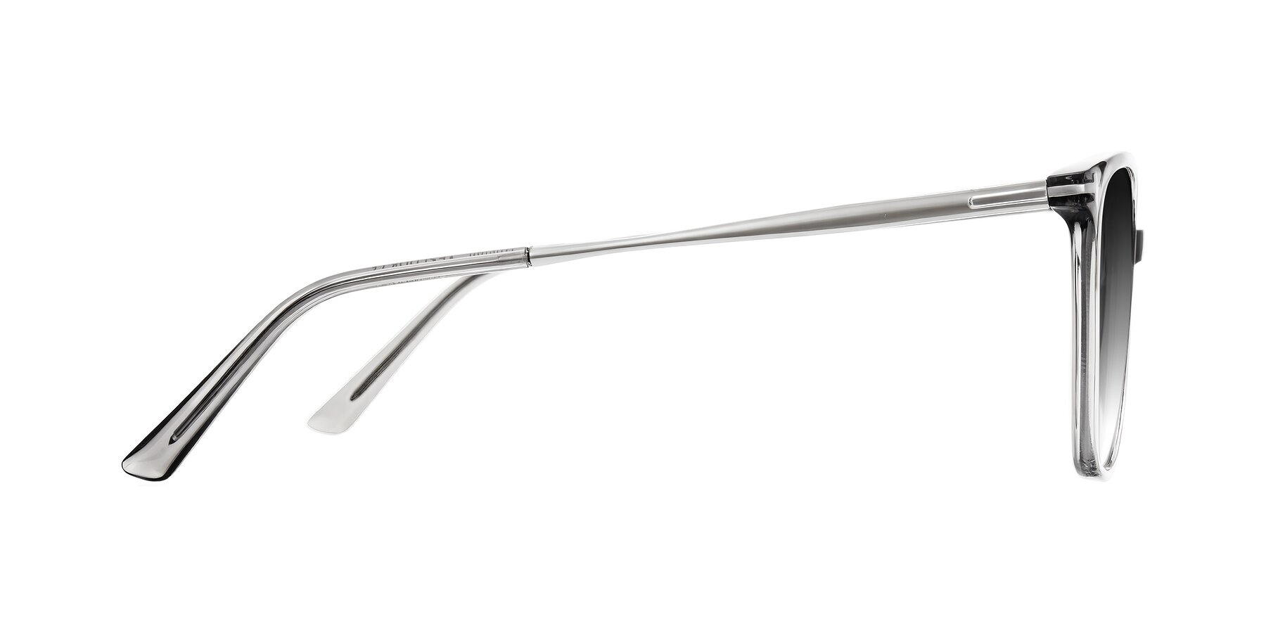 Side of Trusten in Transparent Gray with Gray Gradient Lenses