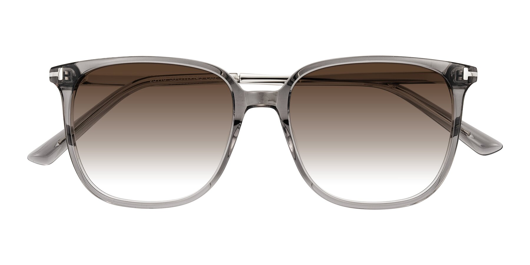 Folded Front of Trusten in Transparent Gray with Brown Gradient Lenses