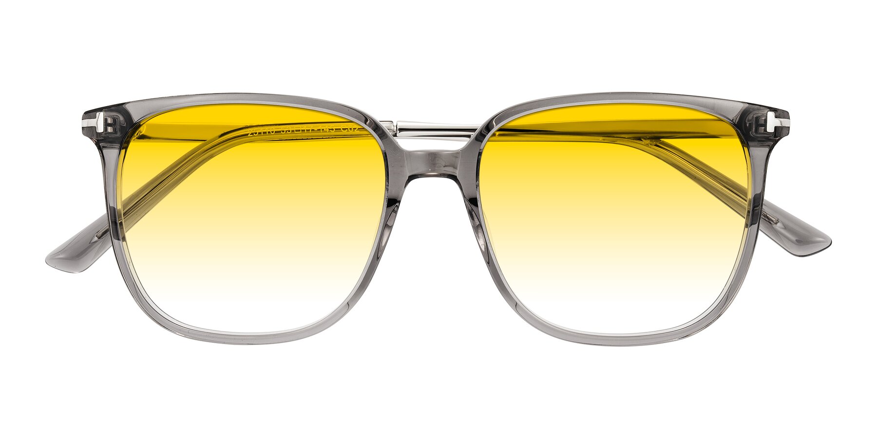 Folded Front of Trusten in Transparent Gray with Yellow Gradient Lenses