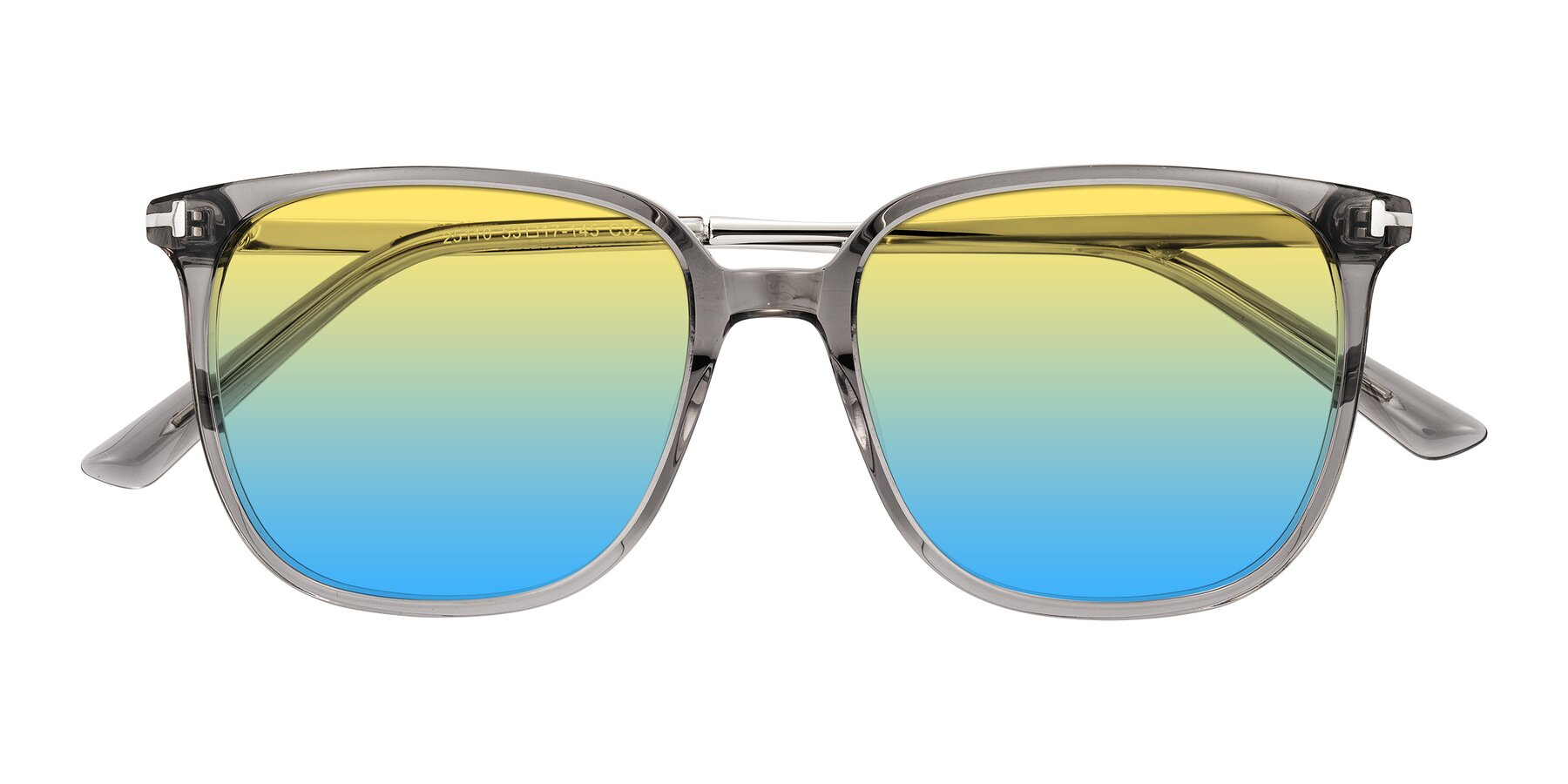 Folded Front of Trusten in Transparent Gray with Yellow / Blue Gradient Lenses