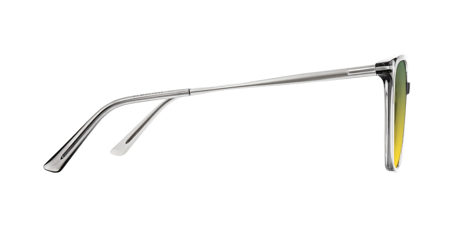 Side of Trusten in Transparent Gray with Green / Yellow Gradient Lenses