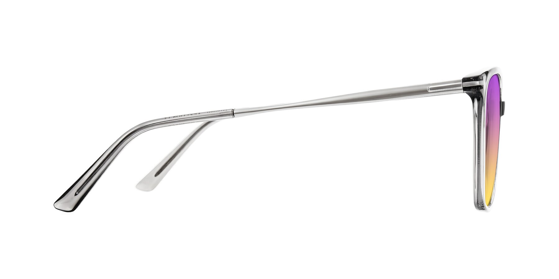 Side of Trusten in Transparent Gray with Purple / Yellow Gradient Lenses