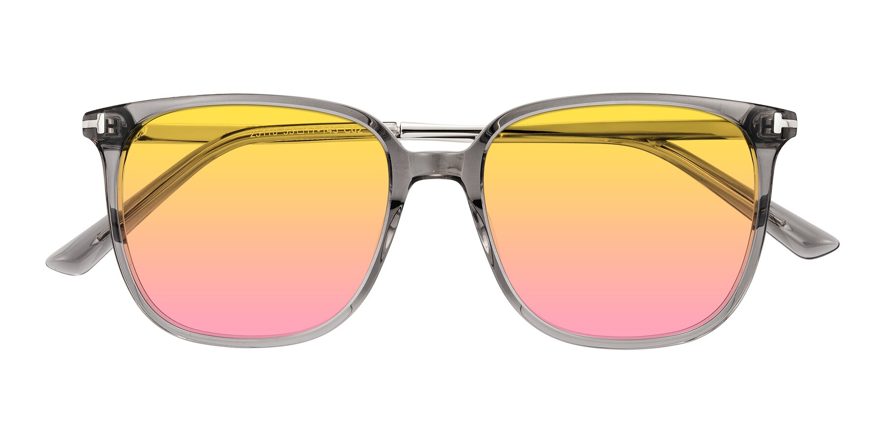 Folded Front of Trusten in Transparent Gray with Yellow / Pink Gradient Lenses