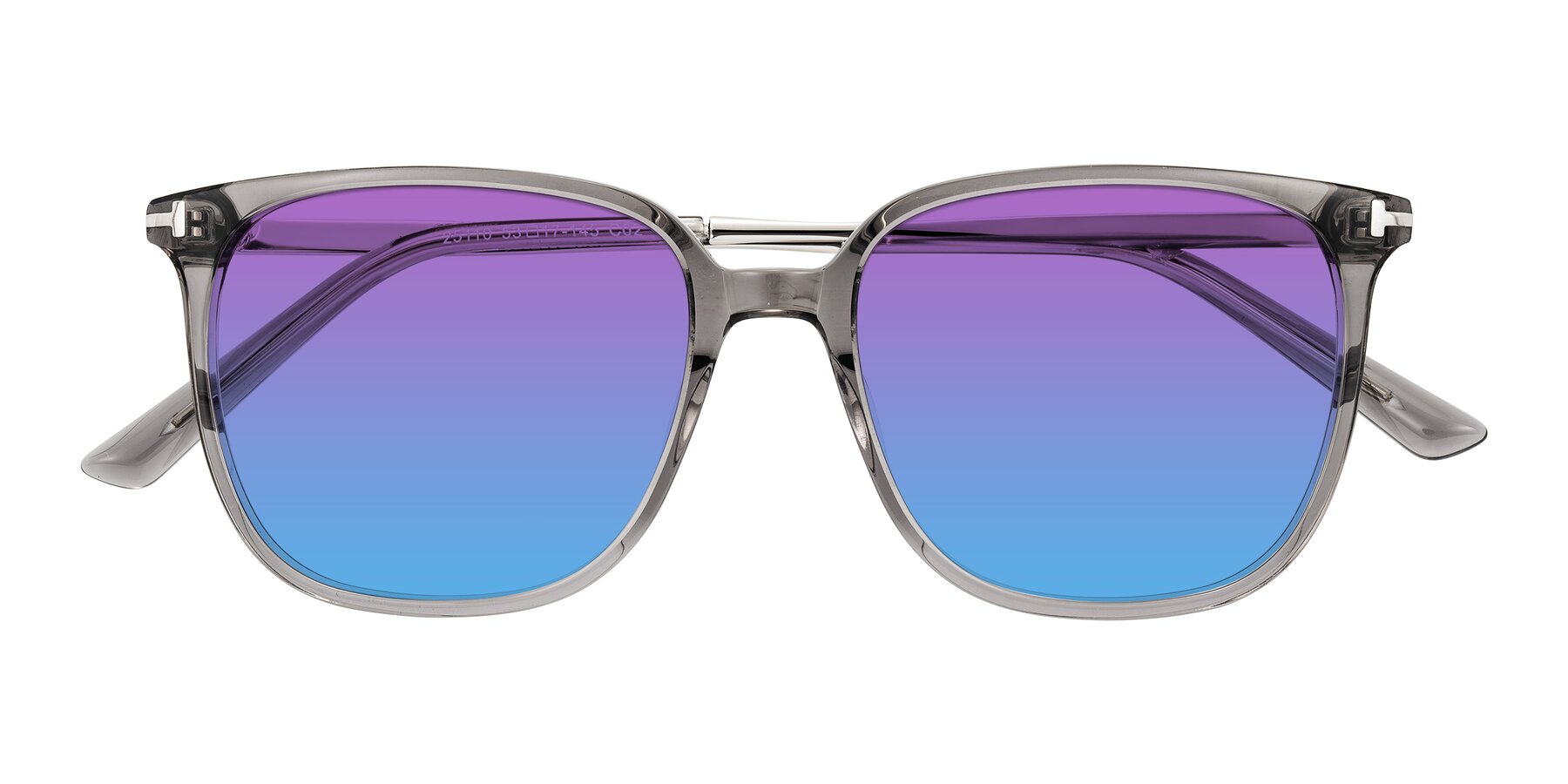 Folded Front of Trusten in Transparent Gray with Purple / Blue Gradient Lenses