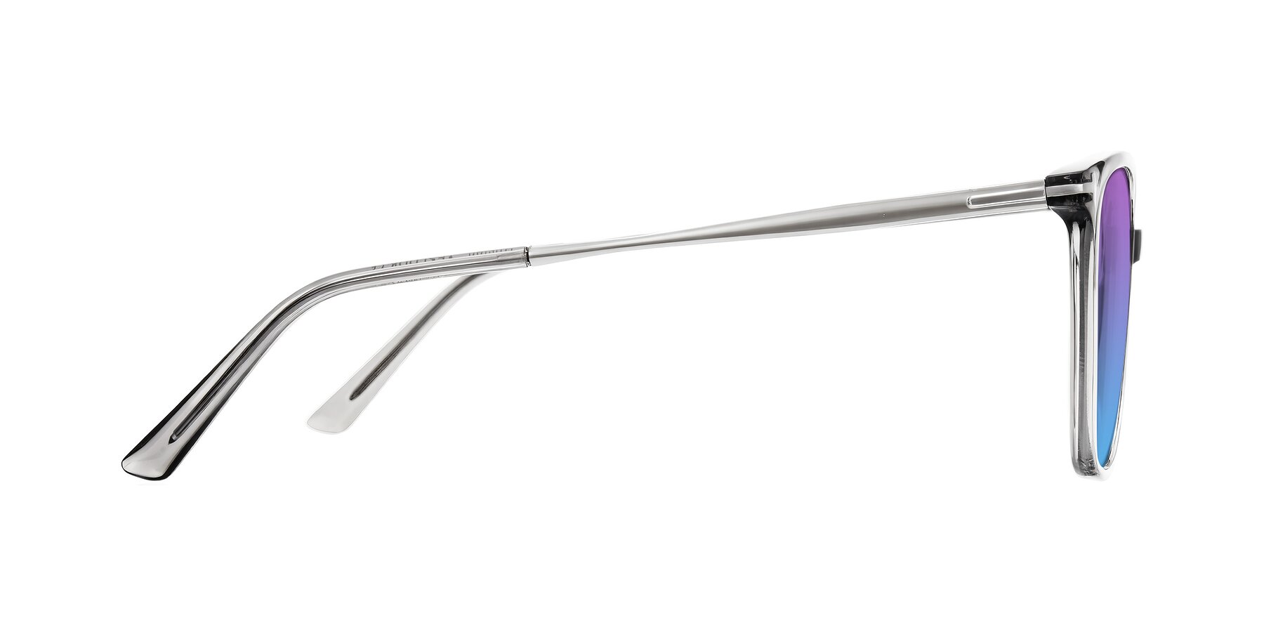 Side of Trusten in Transparent Gray with Purple / Blue Gradient Lenses