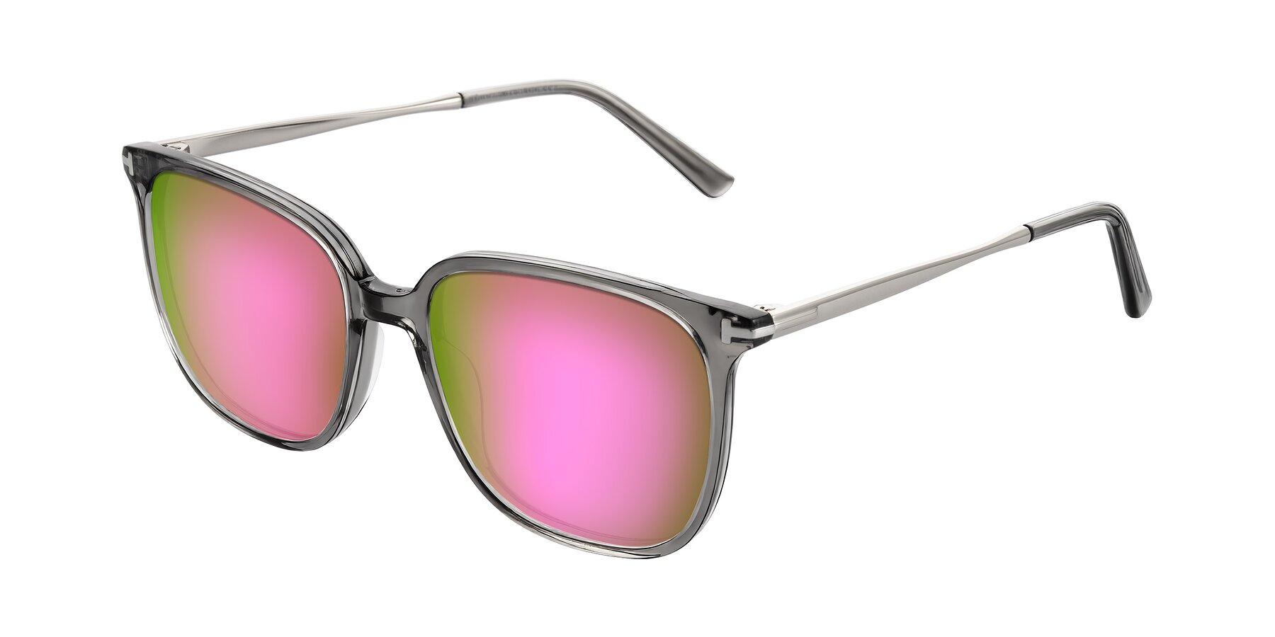 Angle of Trusten in Transparent Gray with Pink Mirrored Lenses