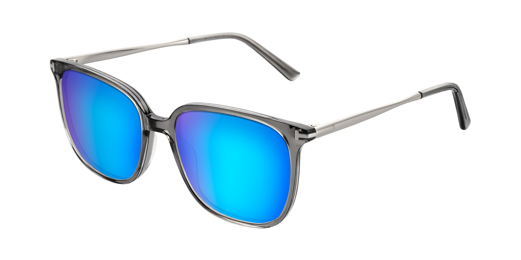 Angle of Trusten in Transparent Gray with Blue Mirrored Lenses