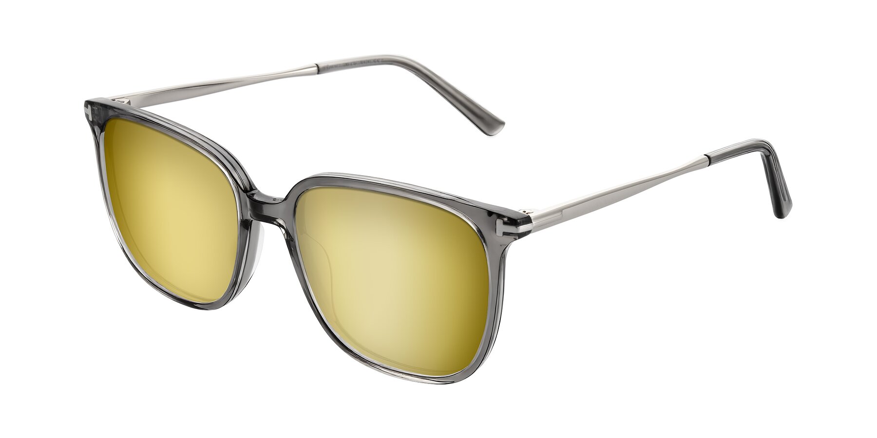 Angle of Trusten in Transparent Gray with Gold Mirrored Lenses