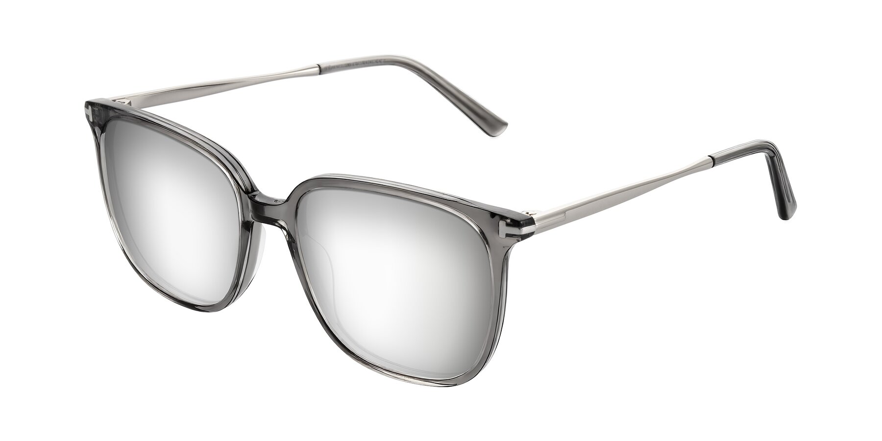 Angle of Trusten in Transparent Gray with Silver Mirrored Lenses