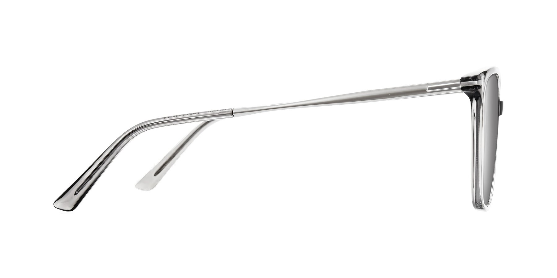 Side of Trusten in Transparent Gray with Silver Mirrored Lenses