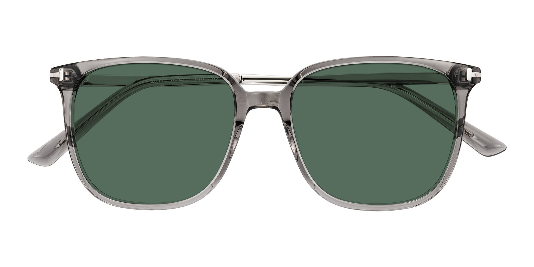 Folded Front of Trusten in Transparent Gray with Green Polarized Lenses