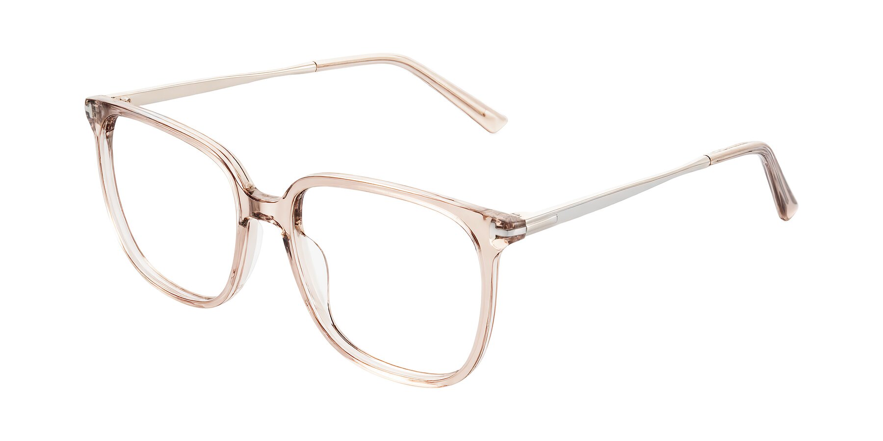 Angle of Trusten in Transparent Brown with Clear Eyeglass Lenses