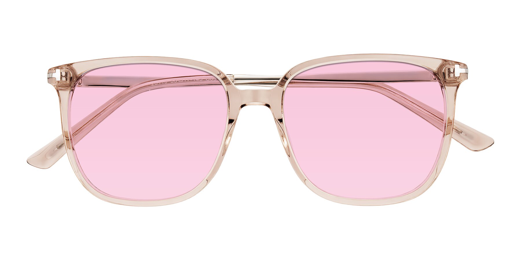 Folded Front of Trusten in Transparent Brown with Light Pink Tinted Lenses