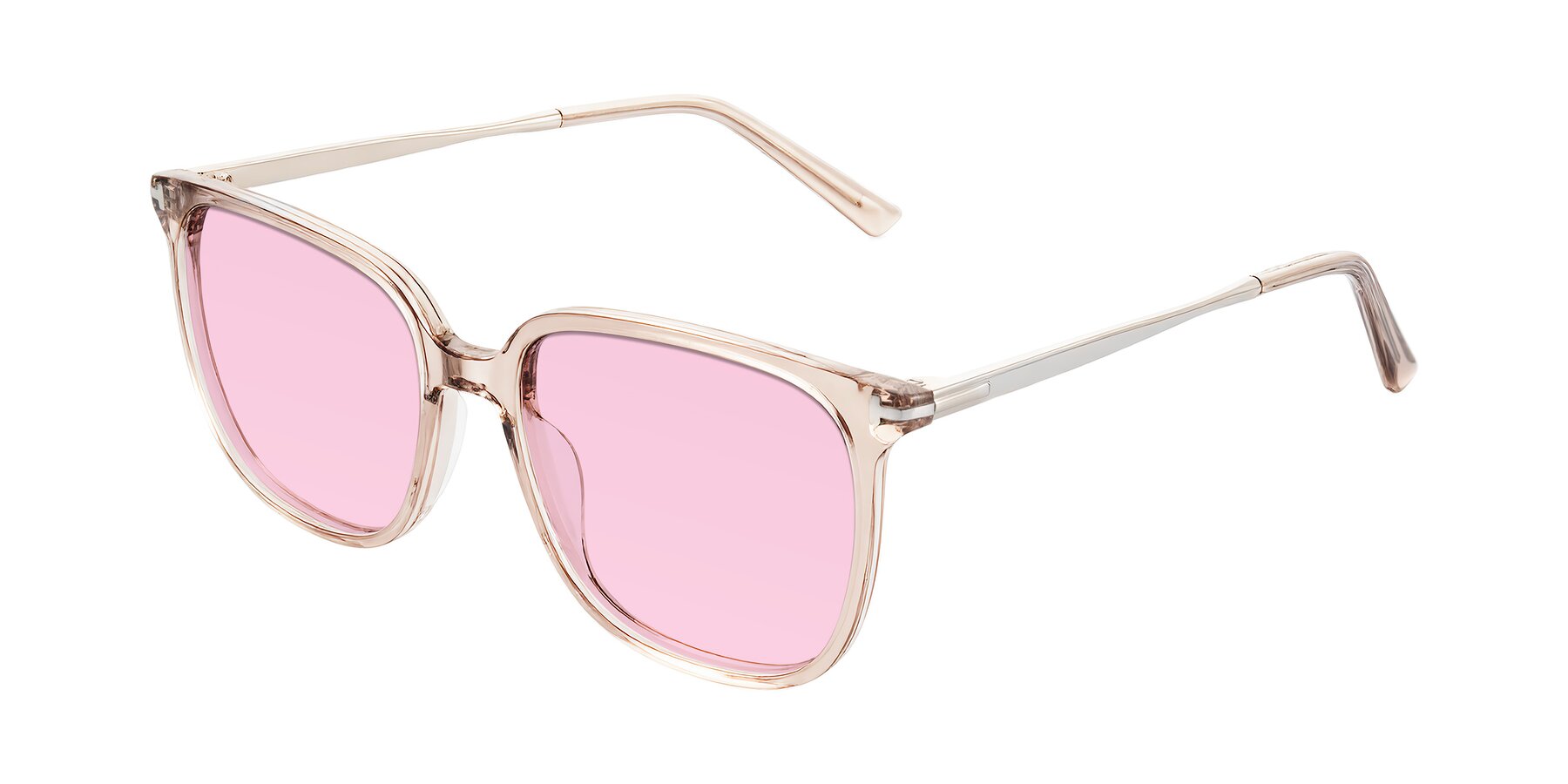 Angle of Trusten in Transparent Brown with Light Pink Tinted Lenses