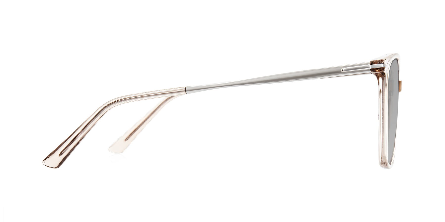 Side of Trusten in Transparent Brown with Light Gray Tinted Lenses