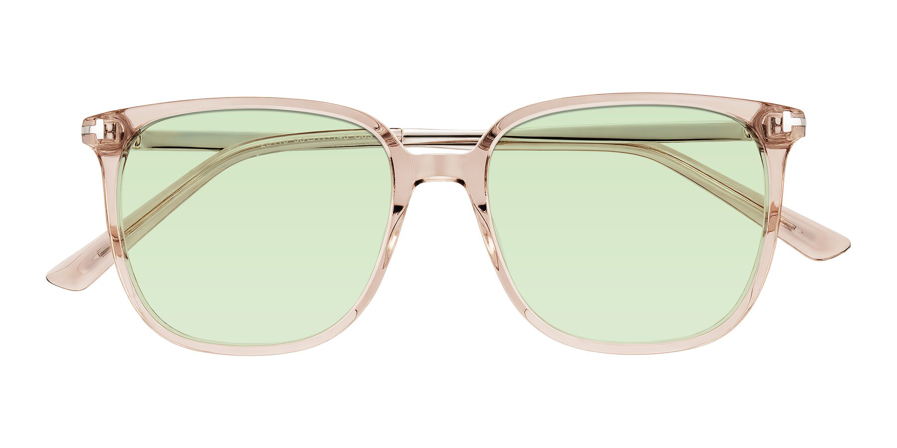 Folded Front of Trusten in Transparent Brown with Light Green Tinted Lenses