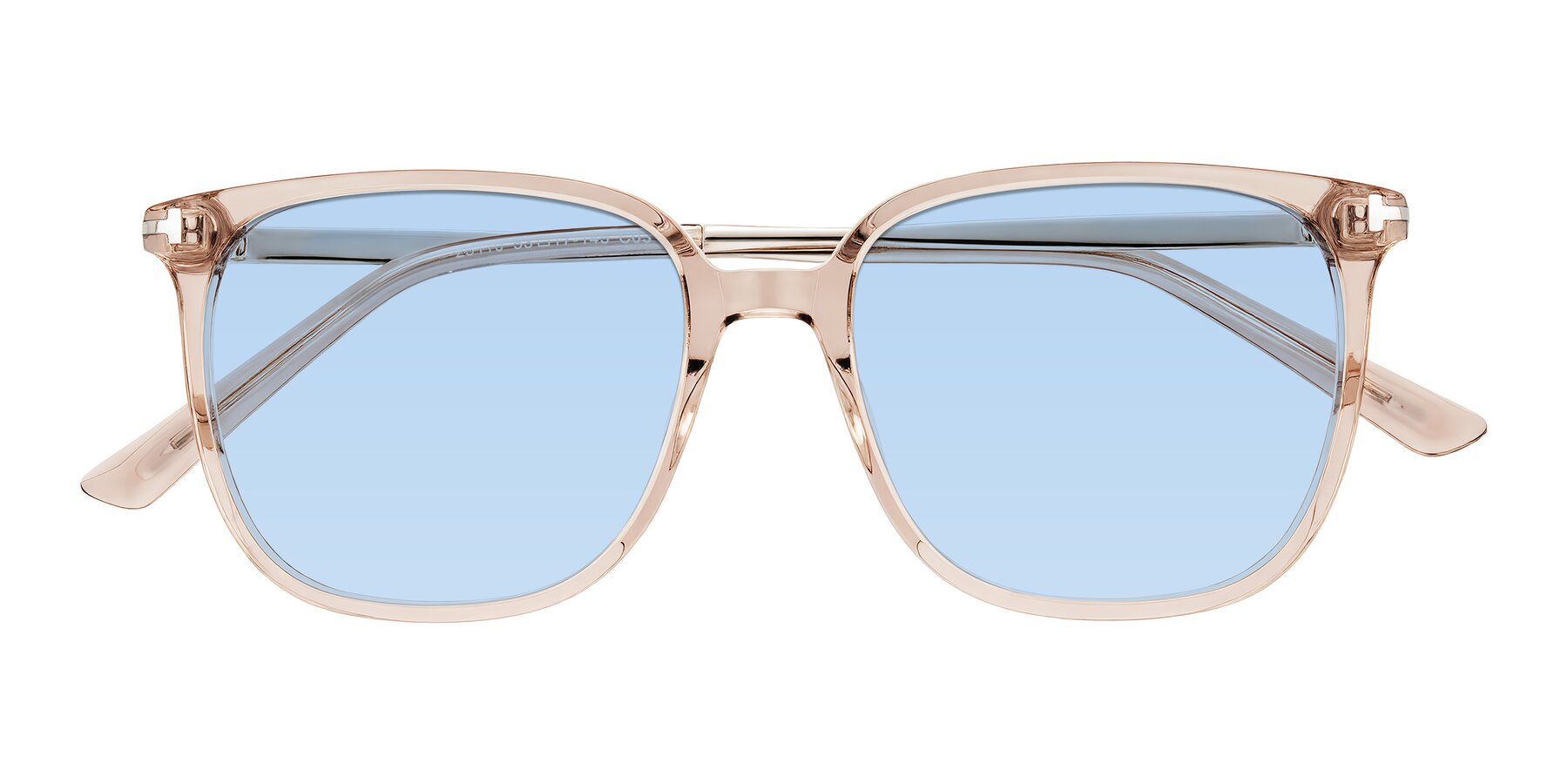 Folded Front of Trusten in Transparent Brown with Light Blue Tinted Lenses