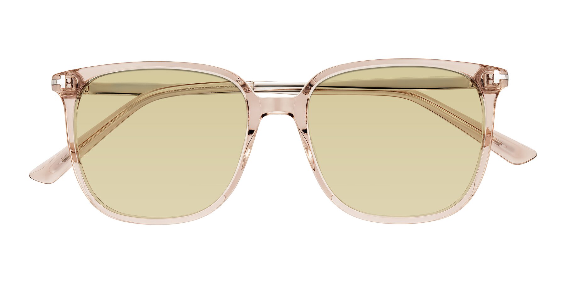 Folded Front of Trusten in Transparent Brown with Light Champagne Tinted Lenses
