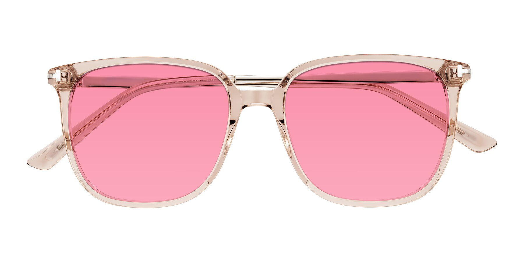 Folded Front of Trusten in Transparent Brown with Pink Tinted Lenses