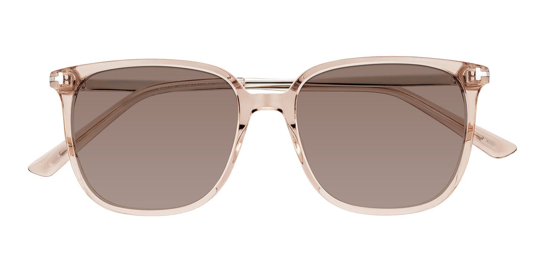 Folded Front of Trusten in Transparent Brown with Medium Brown Tinted Lenses