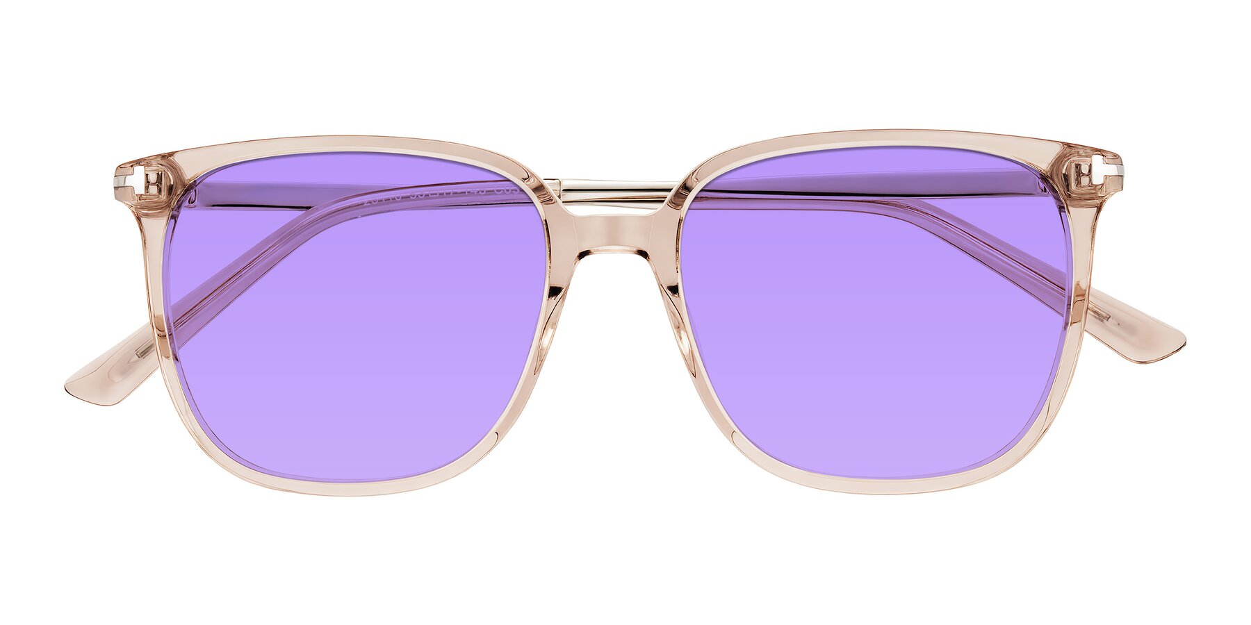 Folded Front of Trusten in Transparent Brown with Medium Purple Tinted Lenses