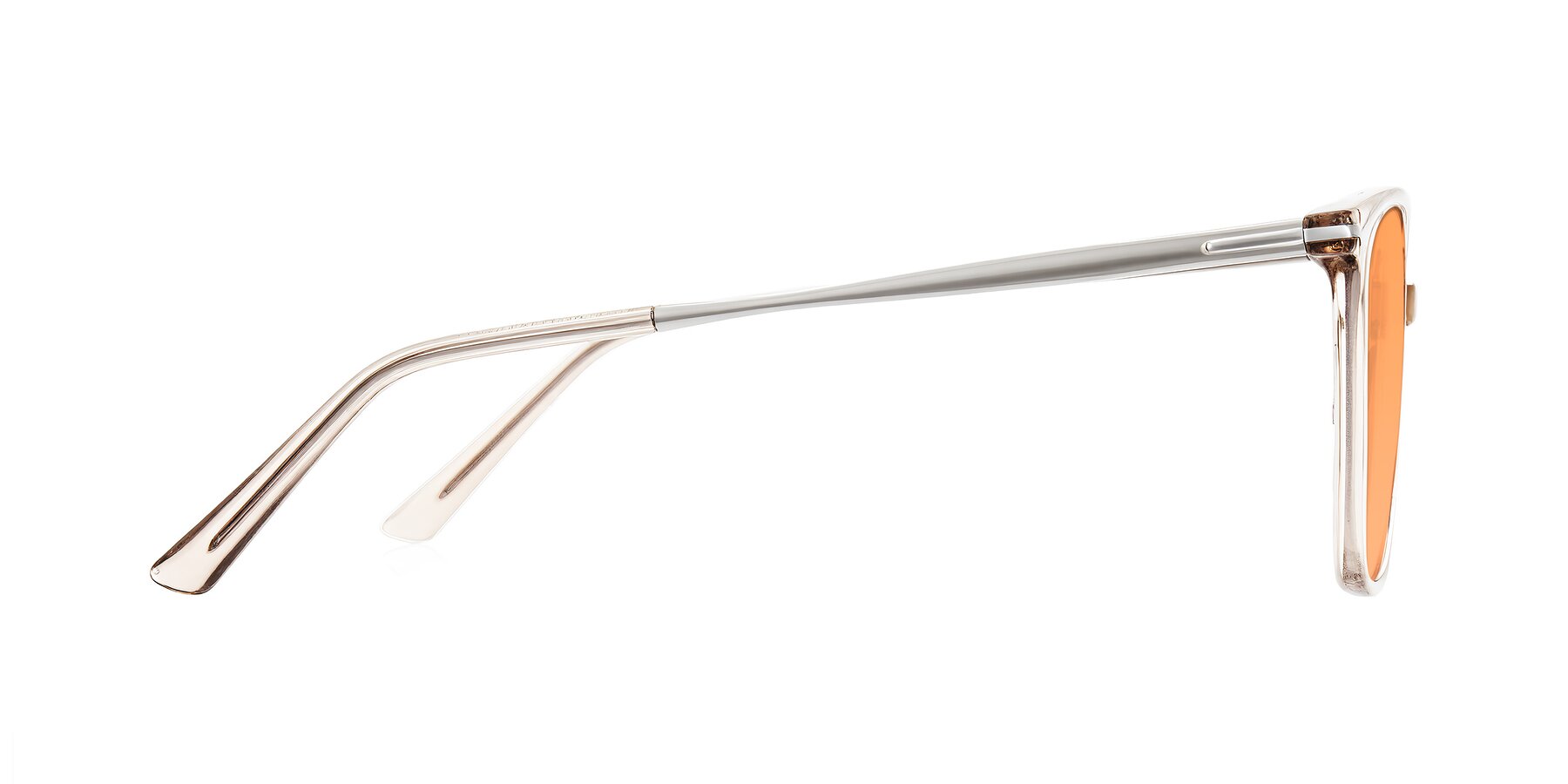 Side of Trusten in Transparent Brown with Medium Orange Tinted Lenses