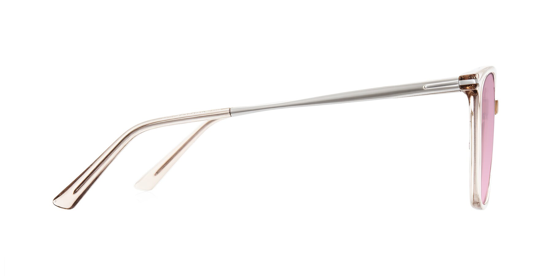 Side of Trusten in Transparent Brown with Light Wine Tinted Lenses