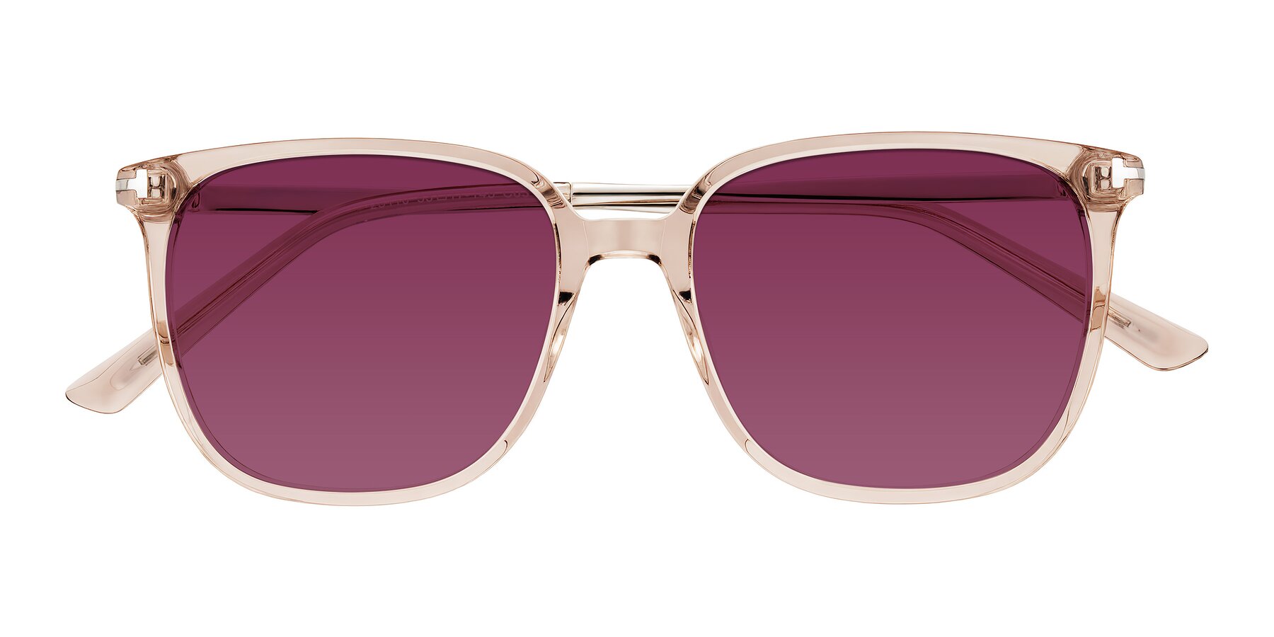 Folded Front of Trusten in Transparent Brown with Wine Tinted Lenses