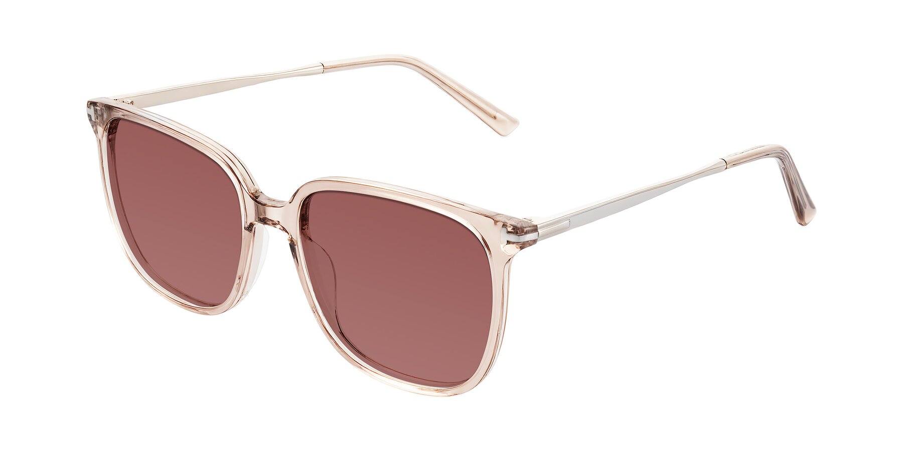 Angle of Trusten in Transparent Brown with Garnet Tinted Lenses