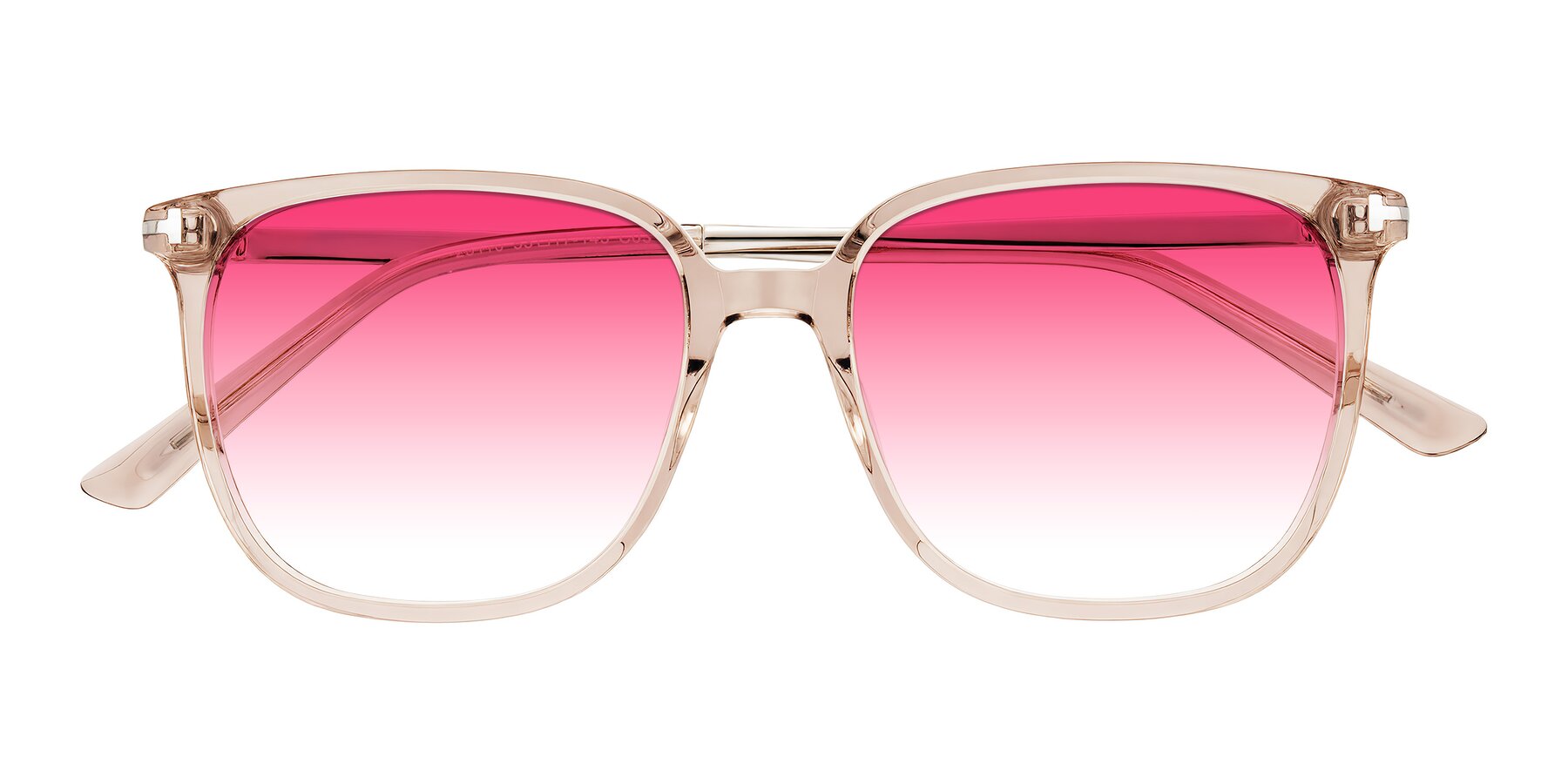 Folded Front of Trusten in Transparent Brown with Pink Gradient Lenses