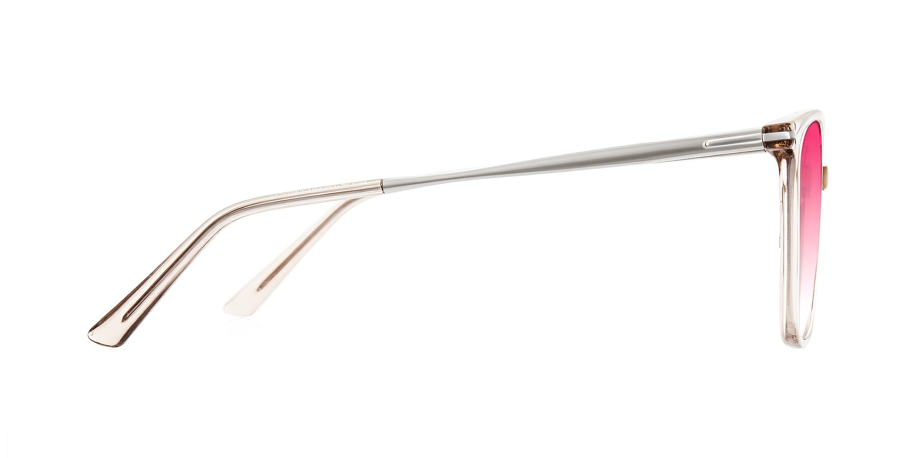 Side of Trusten in Transparent Brown with Pink Gradient Lenses