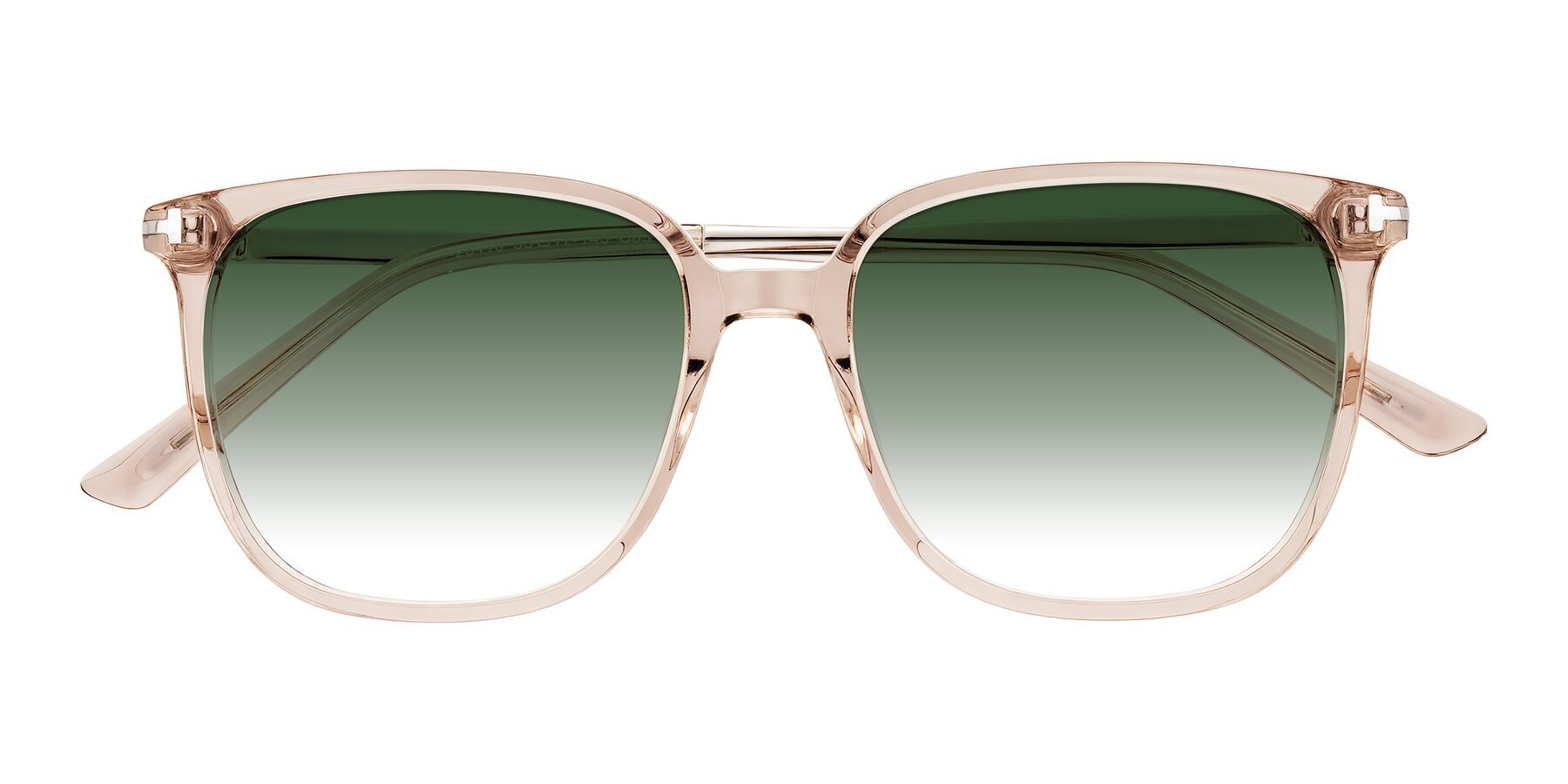 Folded Front of Trusten in Transparent Brown with Green Gradient Lenses
