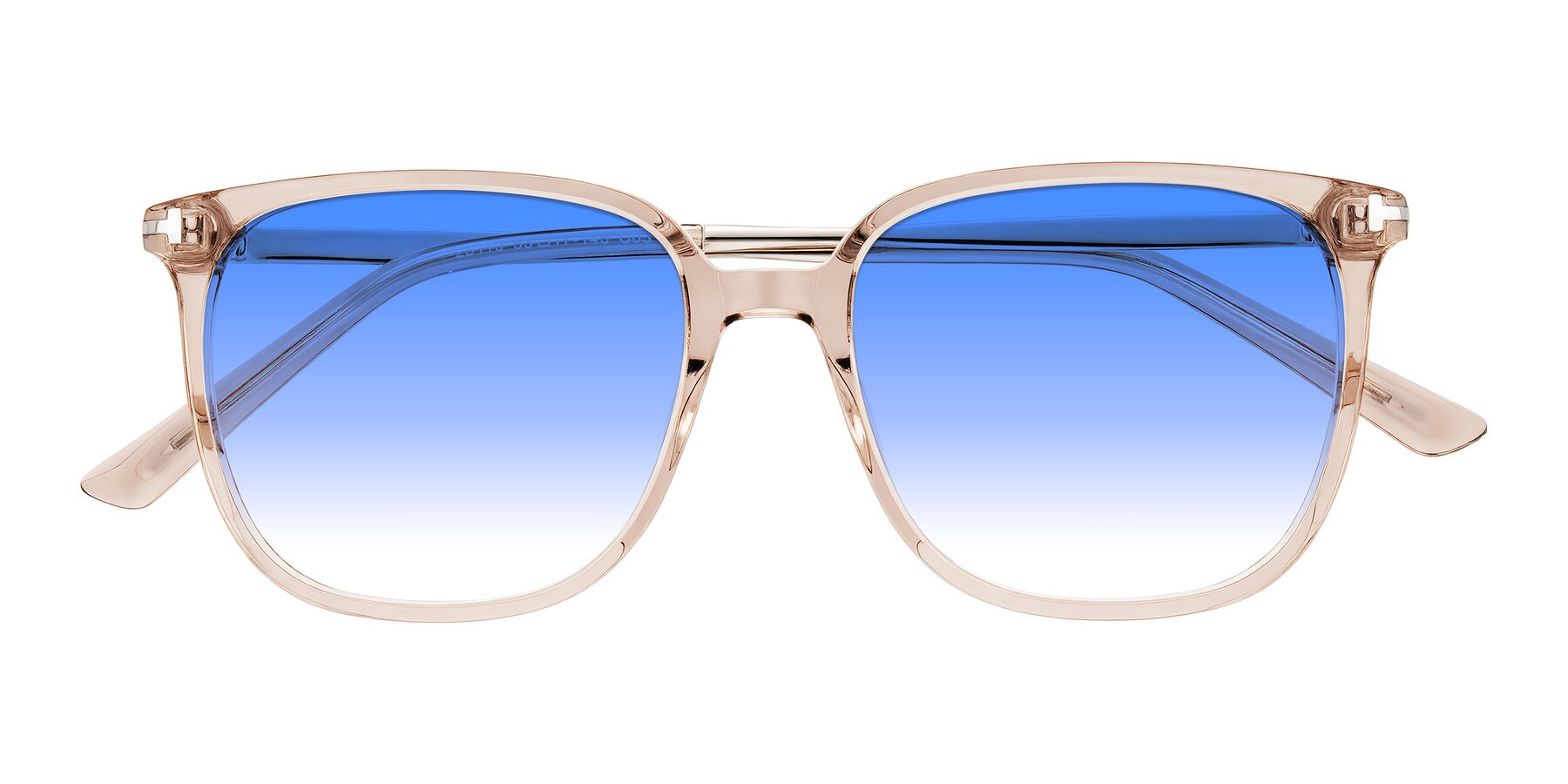 Folded Front of Trusten in Transparent Brown with Blue Gradient Lenses