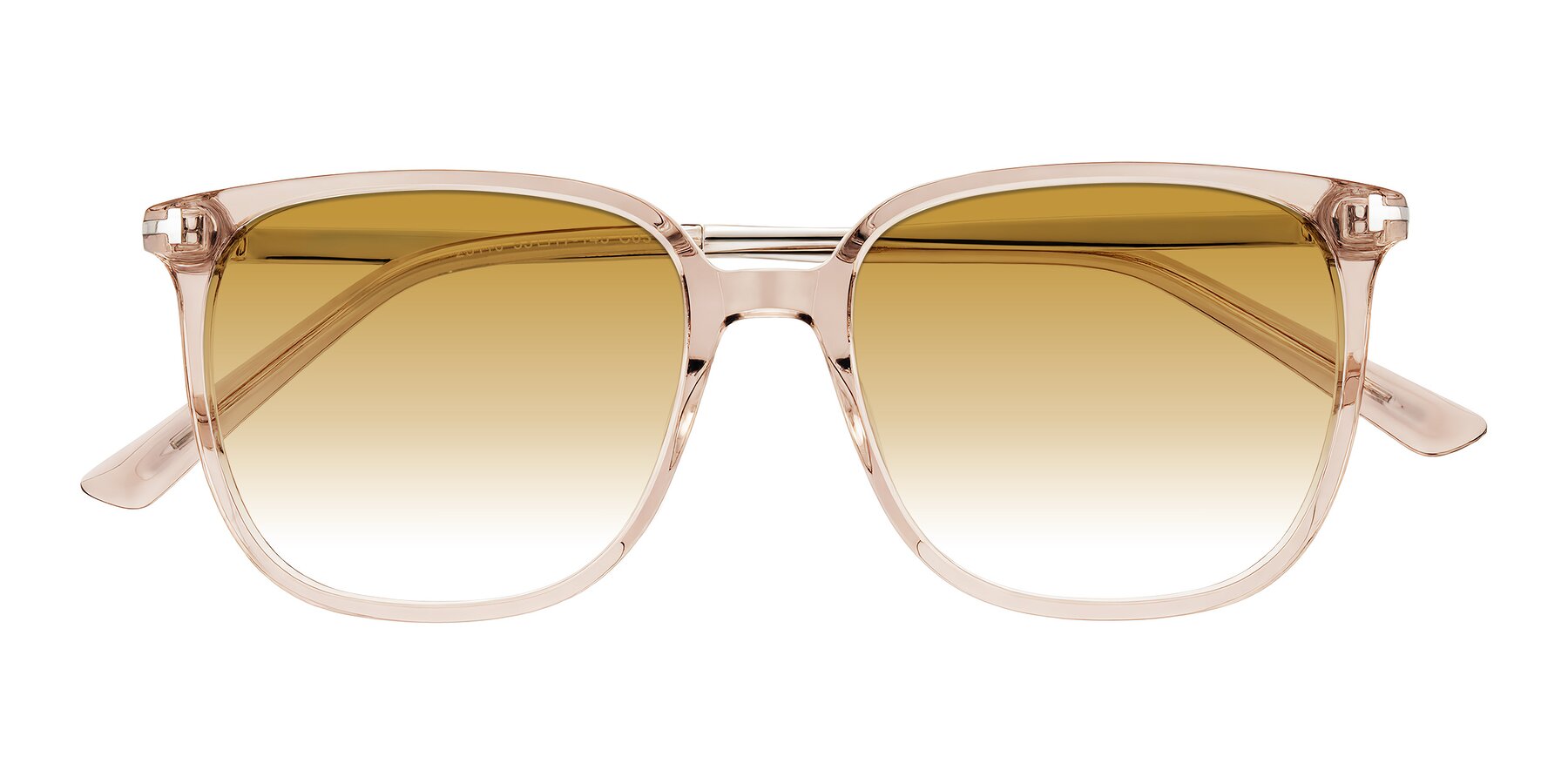 Folded Front of Trusten in Transparent Brown with Champagne Gradient Lenses