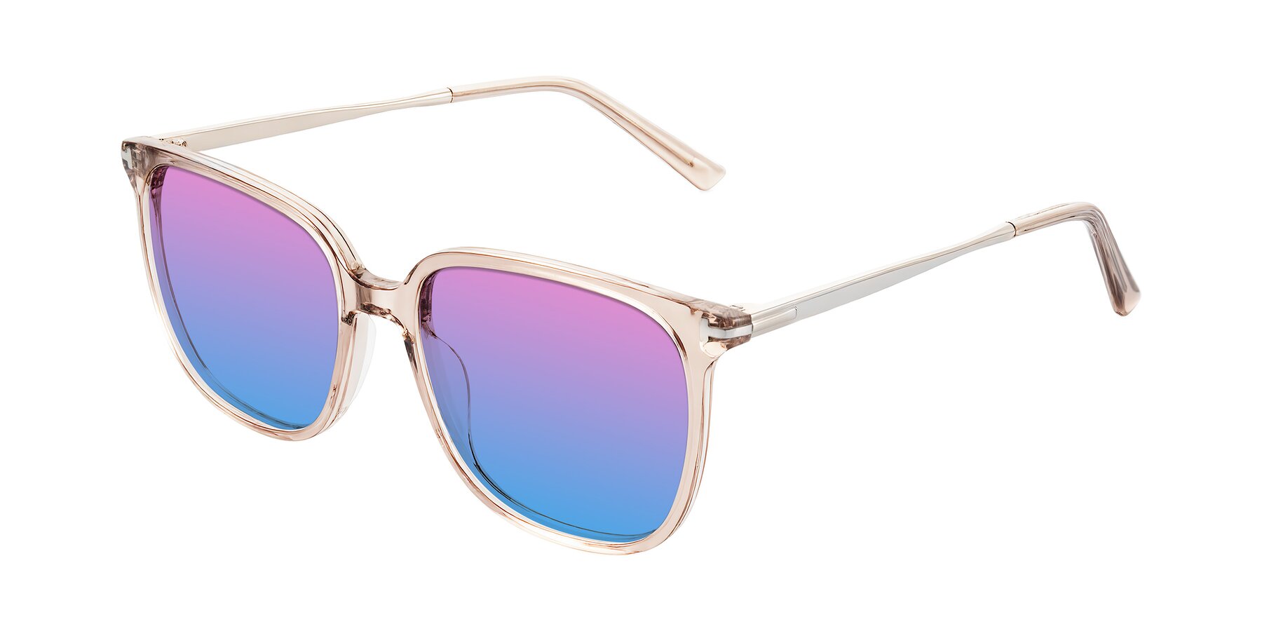 Angle of Trusten in Transparent Brown with Pink / Blue Gradient Lenses