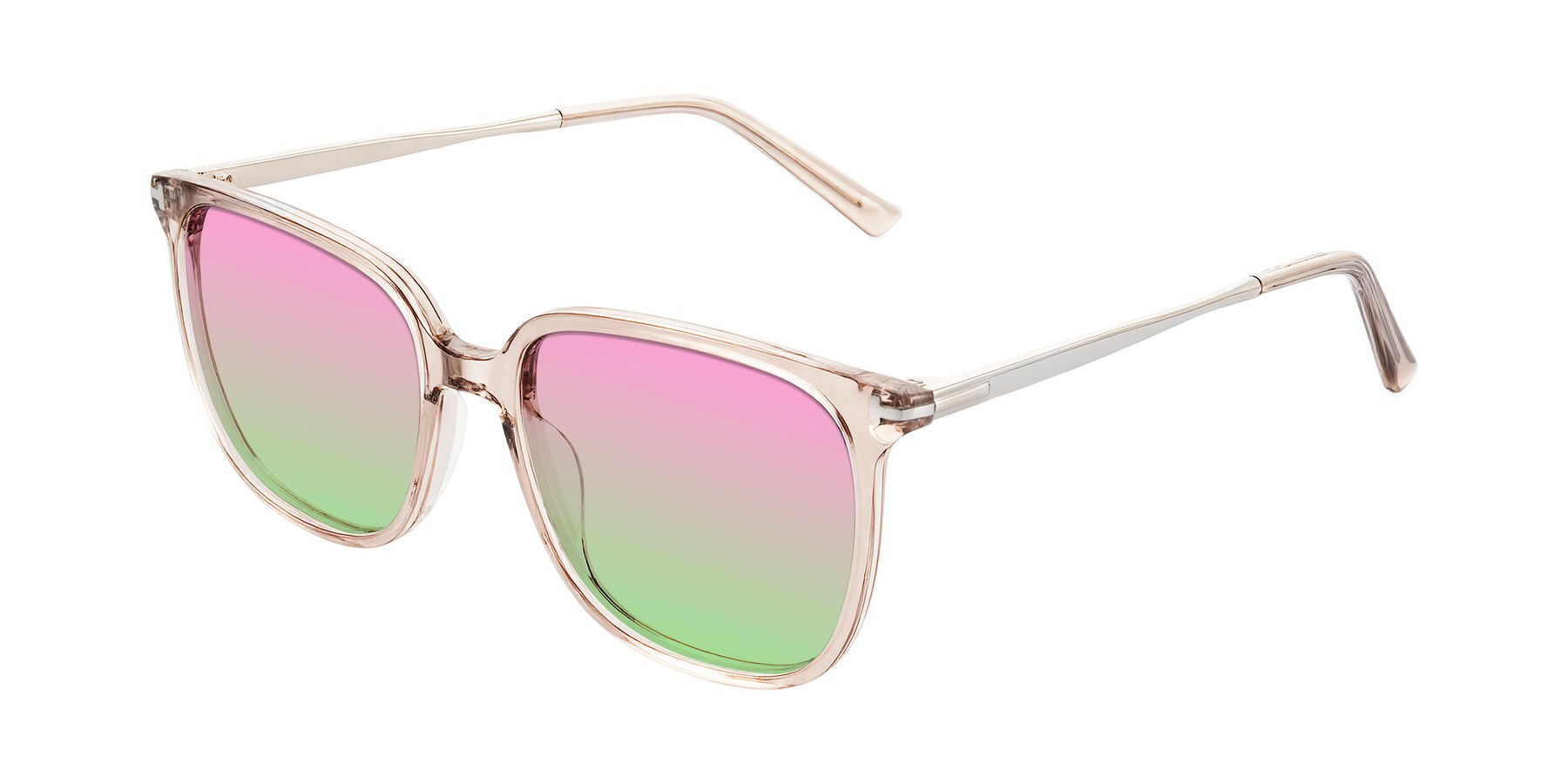 Angle of Trusten in Transparent Brown with Pink / Green Gradient Lenses