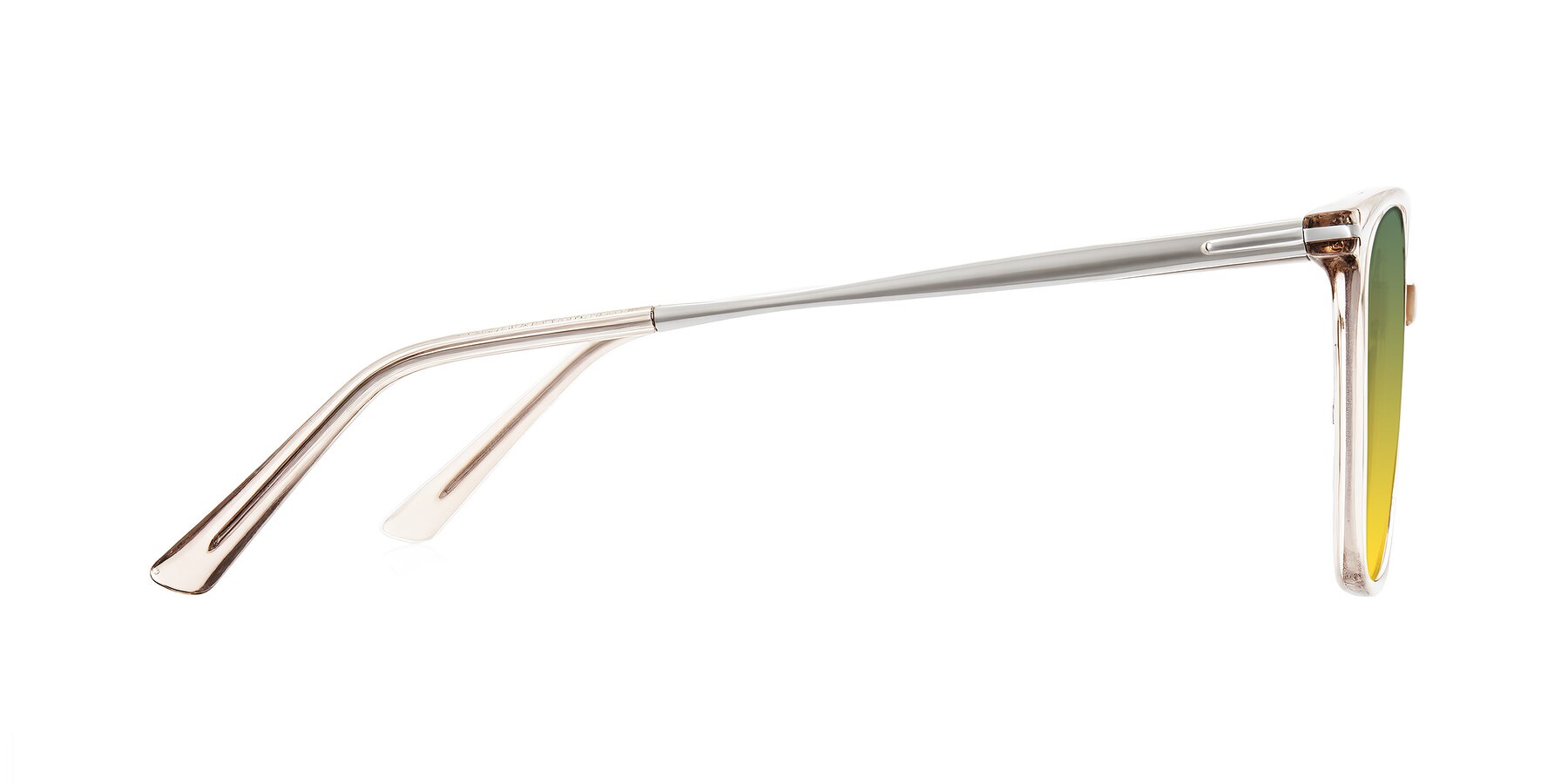 Side of Trusten in Transparent Brown with Green / Yellow Gradient Lenses