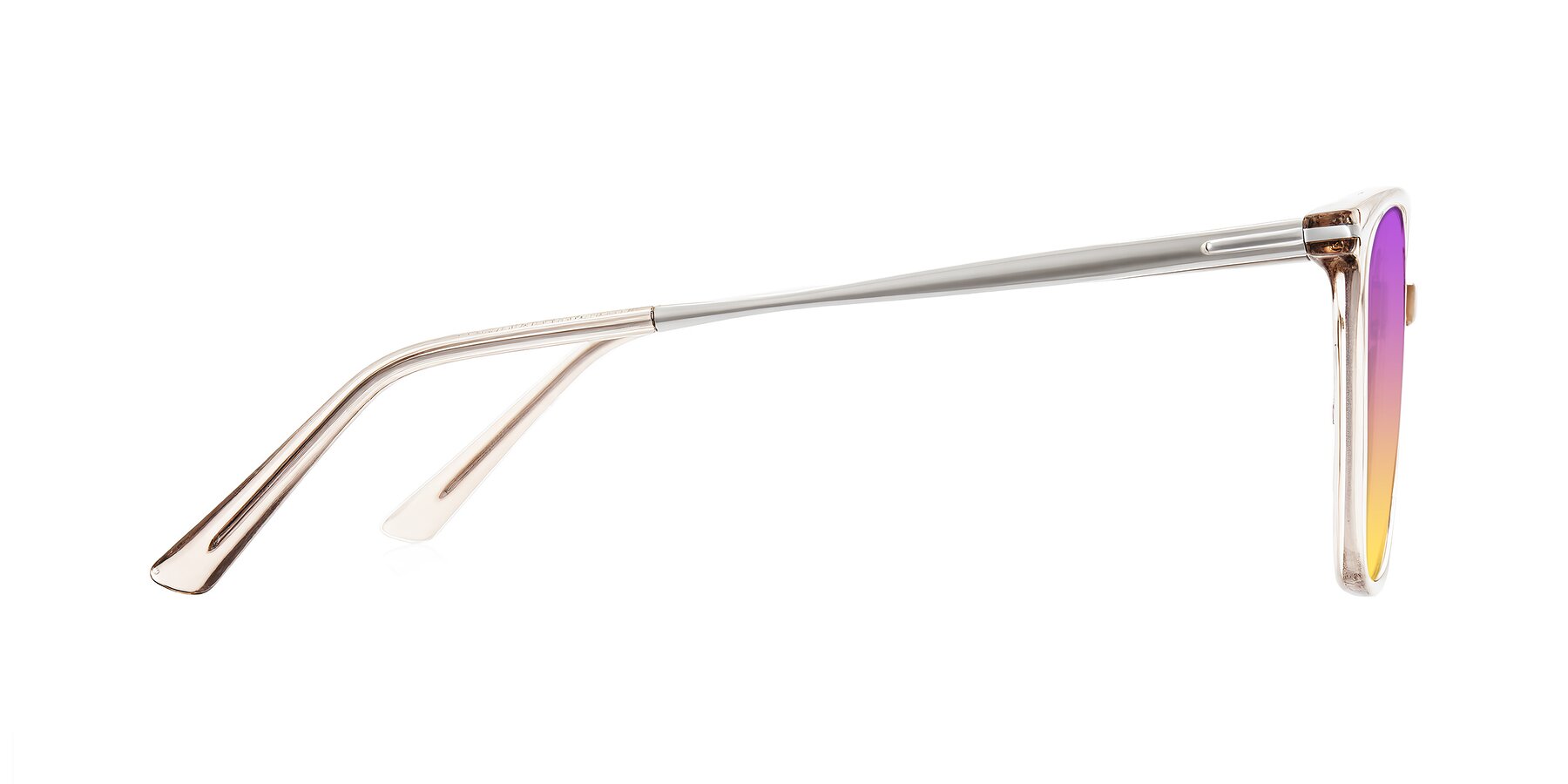 Side of Trusten in Transparent Brown with Purple / Yellow Gradient Lenses