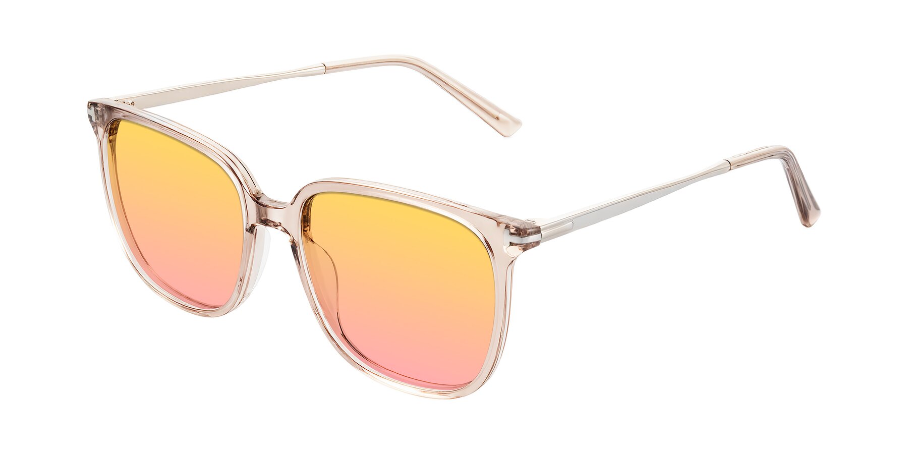 Angle of Trusten in Transparent Brown with Yellow / Pink Gradient Lenses