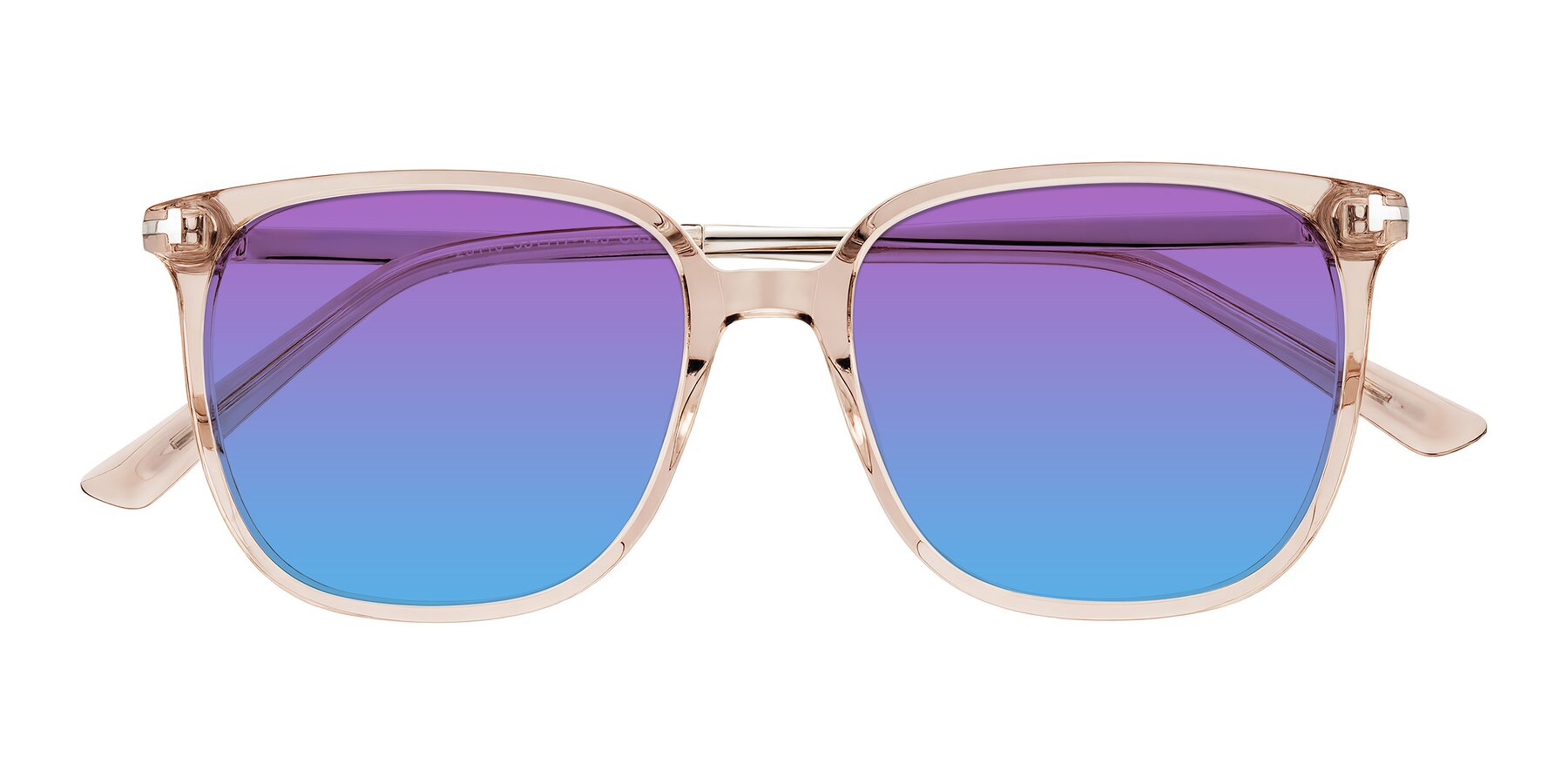 Folded Front of Trusten in Transparent Brown with Purple / Blue Gradient Lenses