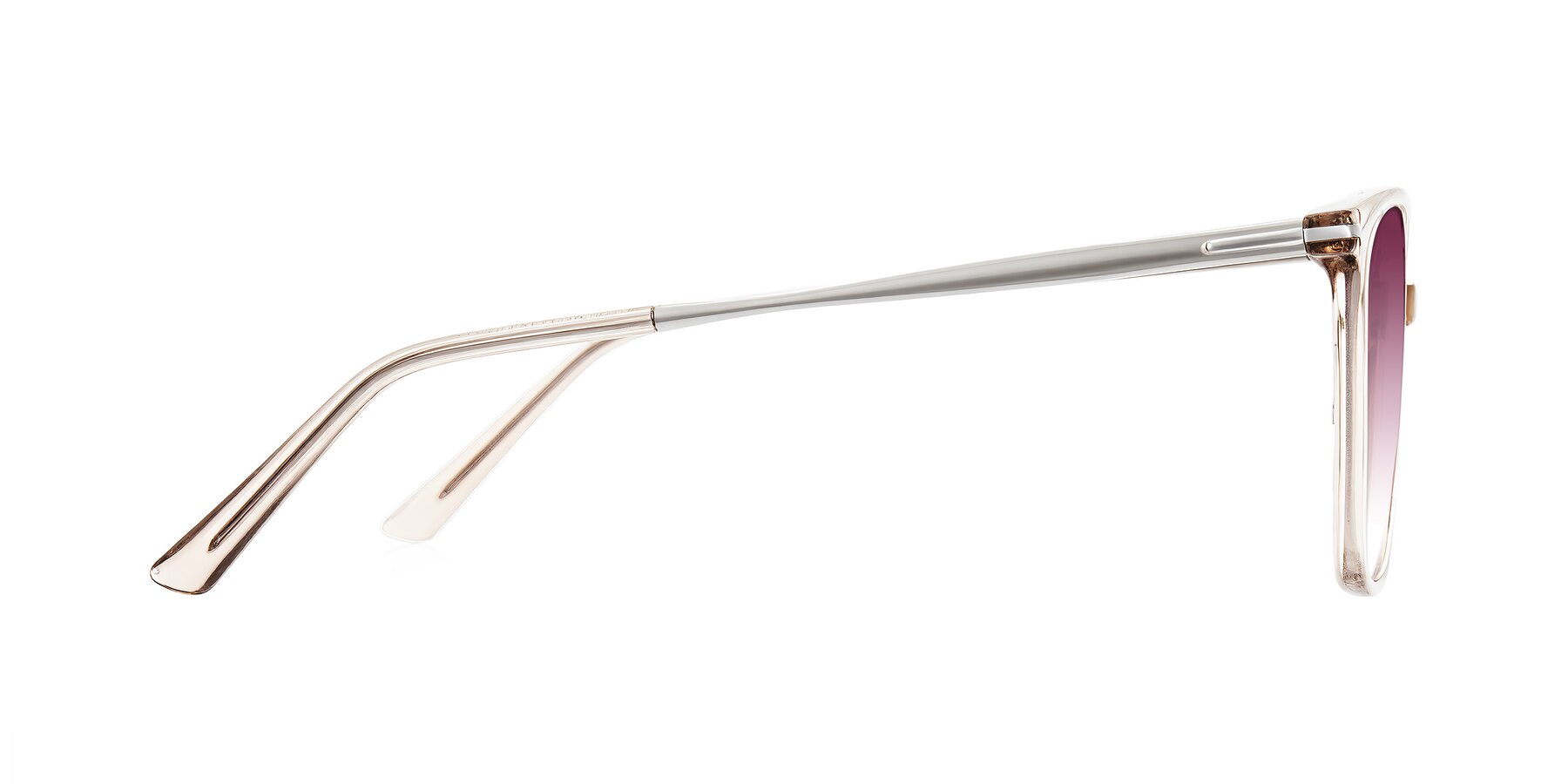 Side of Trusten in Transparent Brown with Wine Gradient Lenses