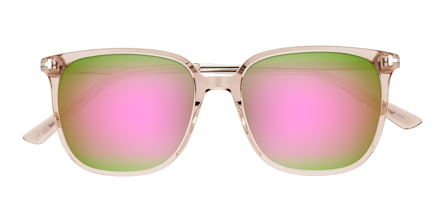Folded Front of Trusten in Transparent Brown with Pink Mirrored Lenses