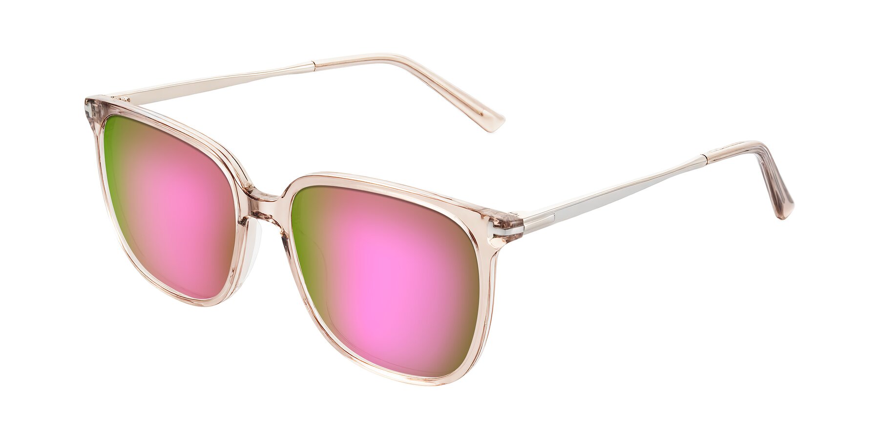 Angle of Trusten in Transparent Brown with Pink Mirrored Lenses