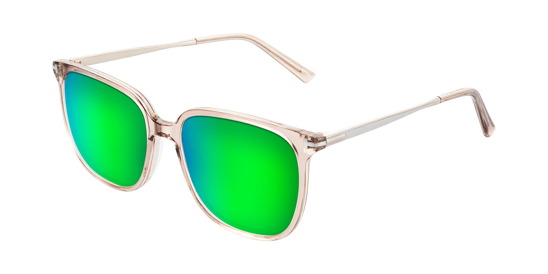 Angle of Trusten in Transparent Brown with Green Mirrored Lenses