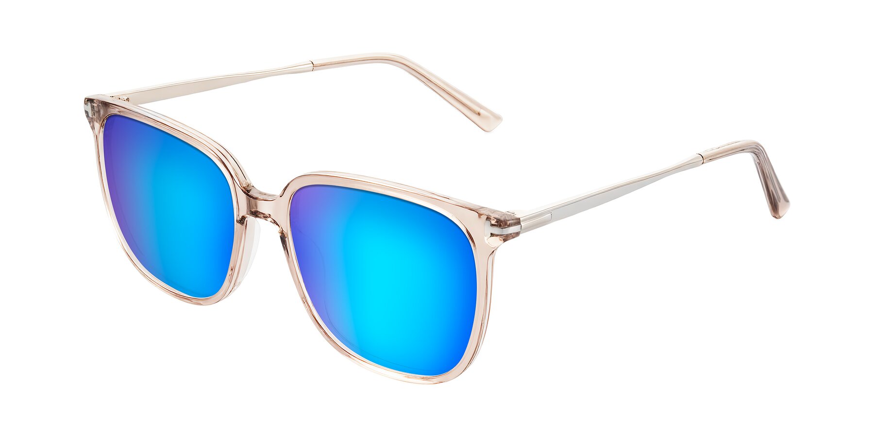 Angle of Trusten in Transparent Brown with Blue Mirrored Lenses