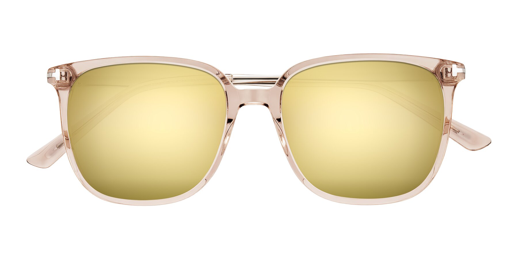 Folded Front of Trusten in Transparent Brown with Gold Mirrored Lenses