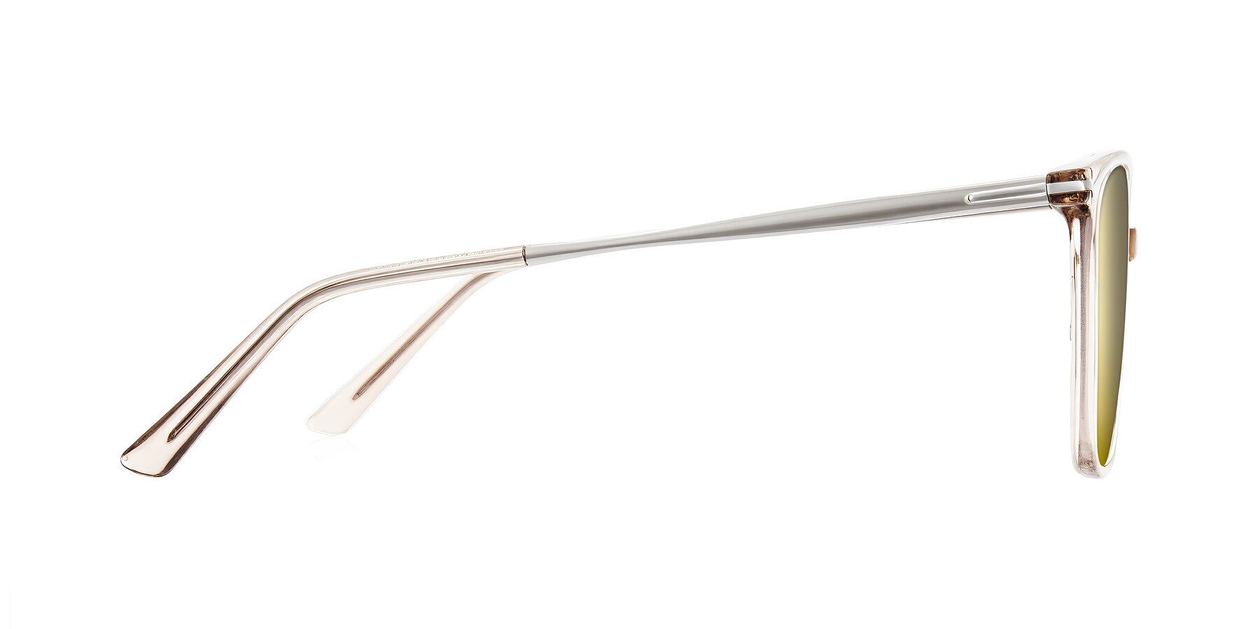 Side of Trusten in Transparent Brown with Gold Mirrored Lenses